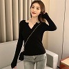 セクシーVカット ニットセーター ブラック