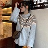 ゆったり大きめノルディック柄セーター グレー
